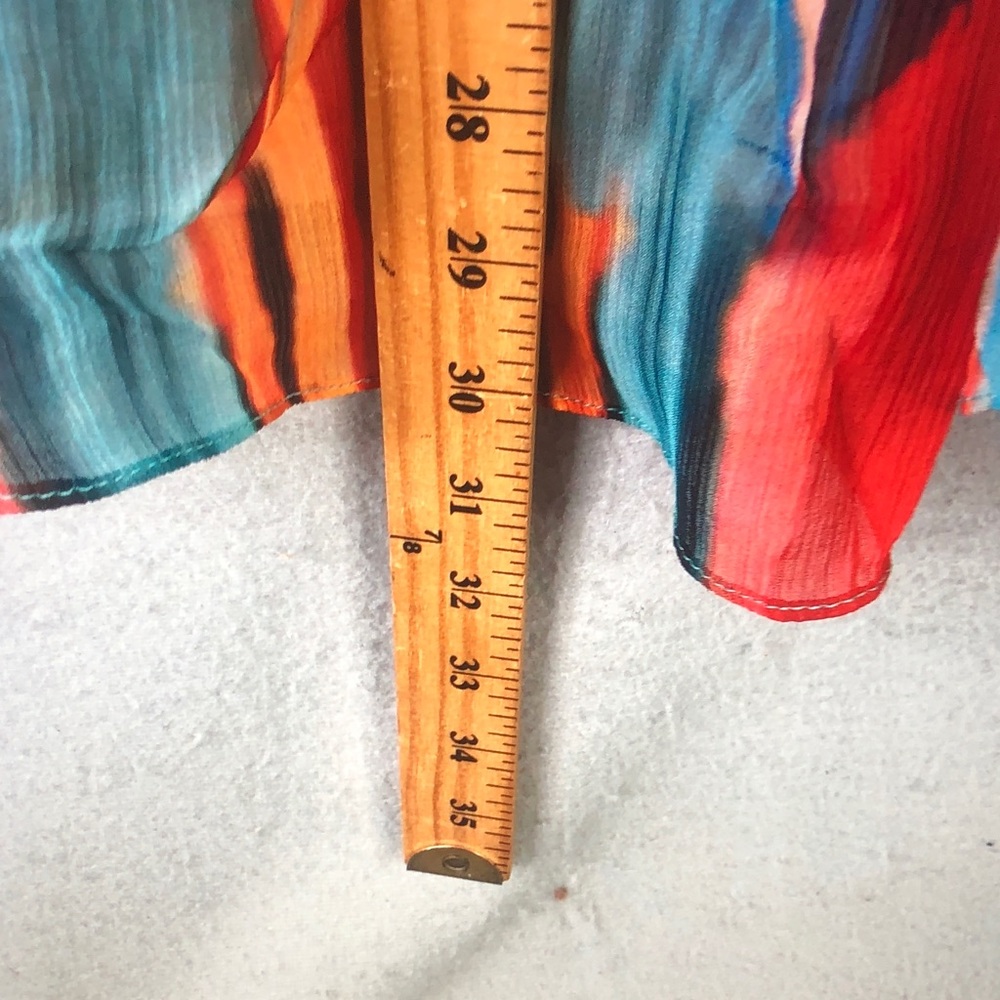 Vintage Collection Multicolor Ruffle-Neck Peasant Blouse Vibrant Abstract Print - Picture 4 of 11